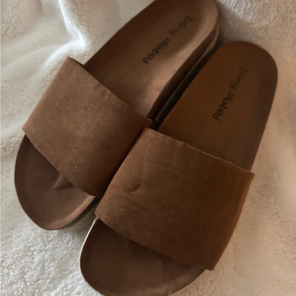 Dirty Laundry Brown Platform Slides